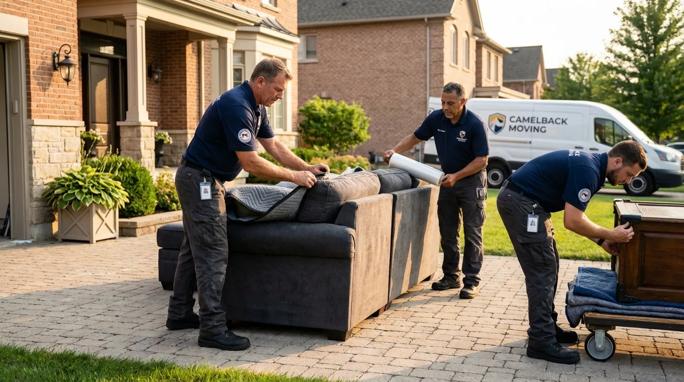 Large estate moving crew wrapping furniture in Caruthers, CA
